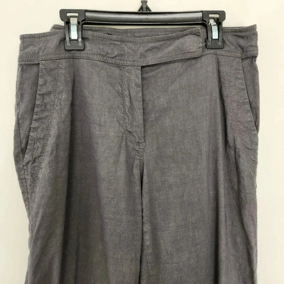 EILEEN FISHER Charcoal Gray Straight Leg Linen Viscose Spandex Pant Size 6 - Picture 2 of 8